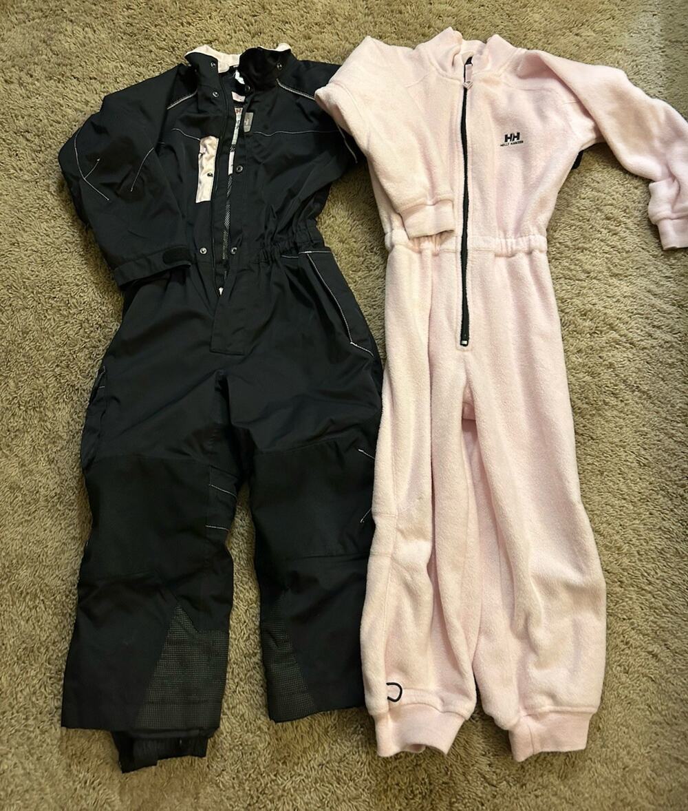 Helly Hansen Snowsuit Kids Size 6 Girls Snow Ski Pants FLEECE LINER Black K25